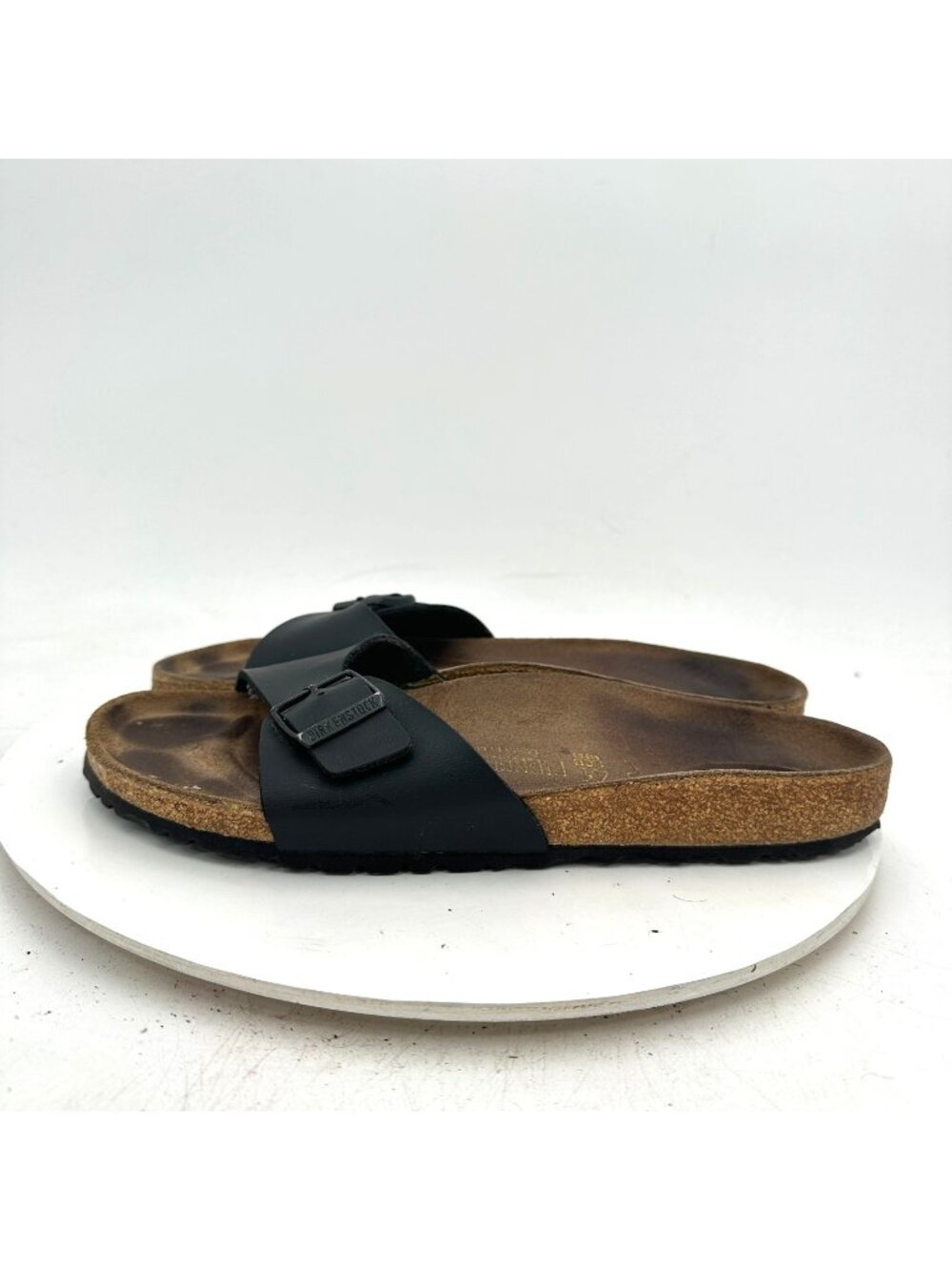 Birkenstock Madrid Women Size US 10 EU 40 Black Leather Slide Sandal